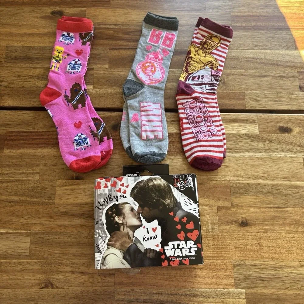 Disney Star Wars 3 Pairs Of Socks Women’s Size 4-8 BB 8 /C3PO / R2D2 DAMAGED BOX